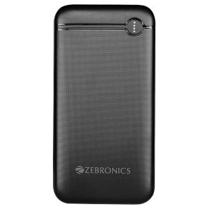 ZEBRONICS MB20000R4 Power Bank, 20000 mAh, Rapid Charge, 20W Output, Dual USB Output, PD 3.0 USB Type-C Input, Built in Protections, LED Indicator, Made in India, Black