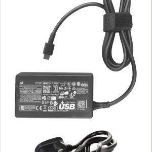 HP Orignal 65W USB C Laptop Charger AC Adapter Replacement for HP Spectre X360,Spectre,Elitebook x360,Elitebook,Envy,Chromebook,Elite x2,ProBook Travel Type C (3 Pin with Power Cable)