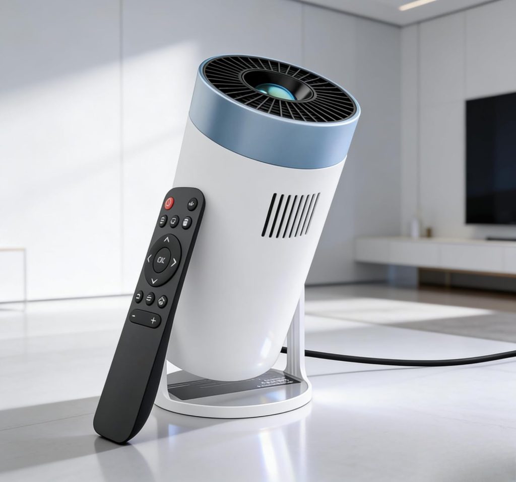 PixaPlay 62 Smart LED Portable Projector with Wireless Screen Mirroring, 3000 Lumens Brightness, Full HD 1080p Support, HDMI & USB Connectivity, Home Cinema Projector (White & Blue)