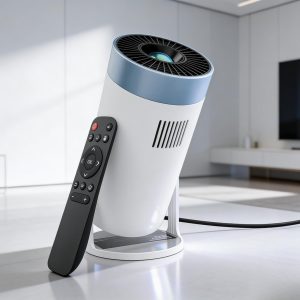 PixaPlay 62 Smart LED Portable Projector with Wireless Screen Mirroring, 3000 Lumens Brightness, Full HD 1080p Support, HDMI & USB Connectivity, Home Cinema Projector (White & Blue)
