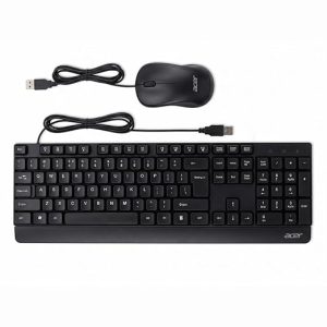 Acer OfficeLite KM200 Wired Keyboard and Mouse Combo | Full-Size 104-Key Layout with Rupee Symbol (₹) | 1000 DPI High-Precision Optical Mouse | 1.25m Cable | Durable Matte Black | 1 Year Warranty