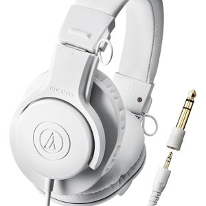 Audio-Technica ATH-M20x W Over Ear Headphones | Professional Studio Wired Headphones for Tracking & Mixing | Over The Ear Head Phones with Enhanced Bass & Sound Isolation