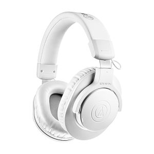 Audio-Technica Ath-M20Xbt Wireless Over-Ear Headphones, Bluetooth 5.0, 60-Hour Battery Life, 40 mm Drivers, Hi-Fi Sound, Built-in Mic, AAC/SBC Codec Support (White)