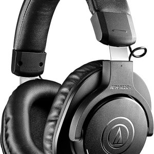 Audio-Technica Ath-M20Xbt Wireless Over-Ear Headphones, Bluetooth 5.0, 60-Hour Battery Life, 40 mm Drivers, Hi-Fi Sound, Built-in Mic, AAC/SBC Codec Support (Black)