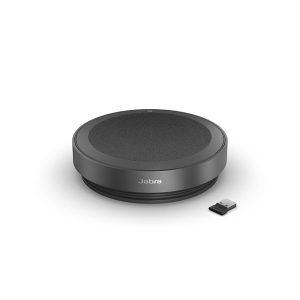 Jabra Speak2 75 Wireless Bluetooth Speakerphone - Portable Speaker with 4 Noise-Cancelling Mics, 65mm Full-Range Speakers & USB-A Bluetooth Adapter - Certified Microsoft Teams Speaker - Dark Grey