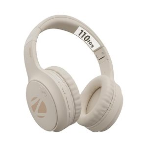 ZEBRONICS AEON Over Ear Wireless Headphone with 110h Battery Backup, Supports Bluetooth & AUX, Gaming Mode, ENC, Dual Pairing, Rapid Charging (Beige)