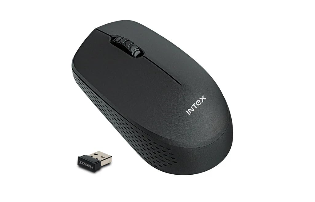 Intex Power+ 2.4GHz Wireless Mouse for PC, Laptop, Mac - Long Battery Life Optical Mouse with Nano USB Receiver, 1000 DPI Precision Tracking, Portable &...