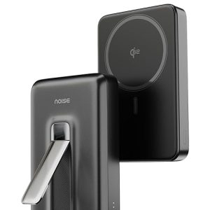 Noise Qi2 Certified MagSafe Wireless 10000mAh Power Bank with Built-in Stand, 15W Wireless & 22.5W Wired Output, Battery Health Protection, Strong Magnetic Strength, for Android & iPhones (Onyx)