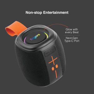 FINGERS SoundNugget-BT6 Bluetooth Portable Speaker (Compact, RGB Lights, 12-hour Playtime, Bluetooth® | FM Radio | MicroSD | USB, Multi-Point Connectivity, Splash Resistant - IPX4 Rating) – Rich Black