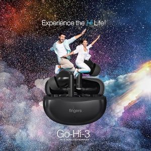 FINGERS Go-Hi-3 TWS Earbuds with 17.5 Hrs Playtime | Surround Noise Cancellation Technology | IPX4 Sweat Resistant | Sensitive Touch Controls | Voice Assistant & Type-C Fast Charging (Black)