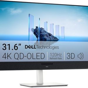 Dell S3225QC 31.6" 4K QD-OLED Monitor, AI-enhanced 3D Spatial Audio, 120Hz, 99% DCI-P3, 0.03ms, 1,500,000:1, 1000 nits,5 Speakers,Ergo, Integrated USB Hub,(2) USB Type -C (90w upstream,15w downstream)