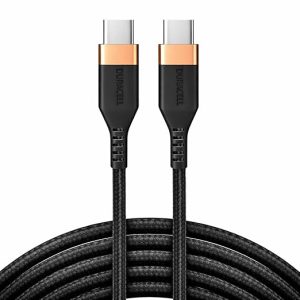 Duracell Usb Type C To Type C 5A(100W) Braided Sync& Charging Cable,Compatible With Mobile,Laptop,Tablets&Macbook,3.9 Feet(1.2M) Supports Pd&Qc 3.0 Charging,5 Gbps Data Transmission,Black