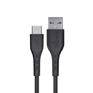 FINGERS FMC-TypeC-09, Sturdy Type-C USB Cable, Fast Charging (Supports up to 3.0 A-Max), 480mbps Data Transmission, 1m Length (Black)