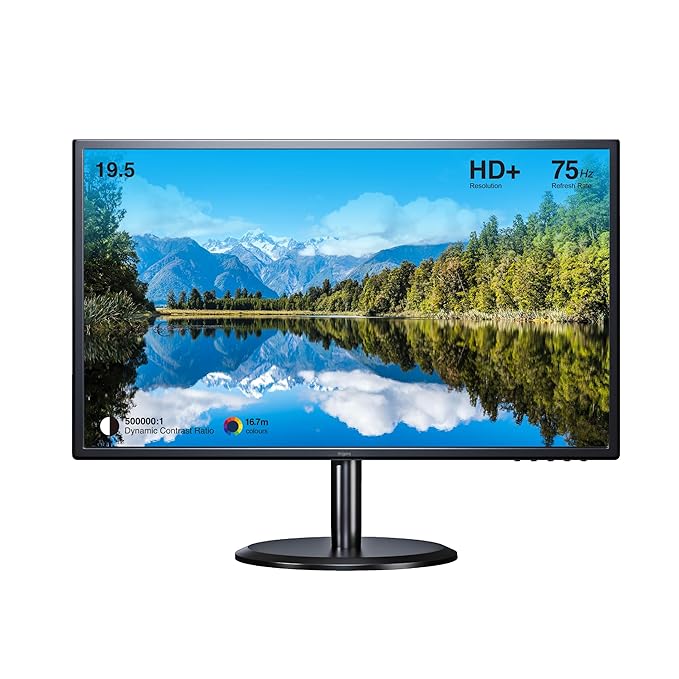 FINGERS Satin-1957 19.5 inch LED Monitor (HD+ Screen with 1600x900, Eye-Care Technology - Flicker-Free & Low Blue Light, Slim Design, HD Interface + VGA, Wall Mountable, Tilt Adjustment) – Black