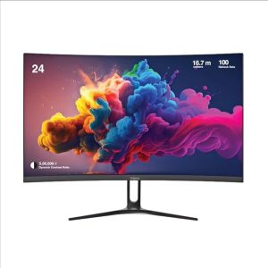 FINGERS Satin-Curve-2421 Curved LED Monitor (23.81, 60 cm) with 1920 x x1080 FHD Resolution, Ultra-Slim Design, VGA + HD Interface + VGA Output, Wall mountable, 100 Hz Refresh Rate.