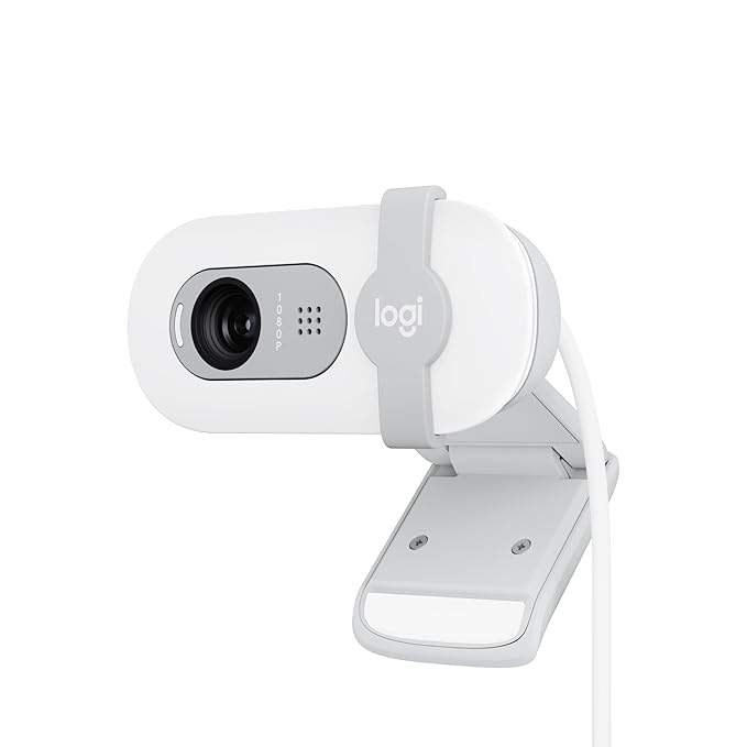 Logitech Brio 100 Full HD 1080P Webcam for Meetings and Streaming, Auto-Light Balance, Built-in Mic, Privacy Shutter, USB-A, for Microsoft Teams, Google Meet, Zoom and More- OffWhite
