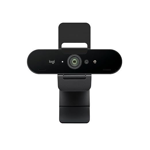 Logitech Brio 4K Webcam, Ultra 4K HD Video Calling, Noise-Canceling mic, HD Auto Light Correction, Wide Field of View, Works with Microsoft Teams, Zoom, Google Voice, PC/Mac/Laptop/Tablet, Black
