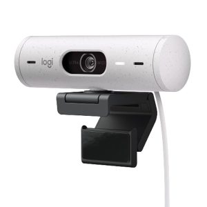 Logitech Brio 500 Full HD Webcam with Auto Light Correction, Show Mode, Dual Noise Reduction Mics, Webcam Privacy Cover, Works with Microsoft Teams, Google Meet, Zoom, USB-C Cable - White