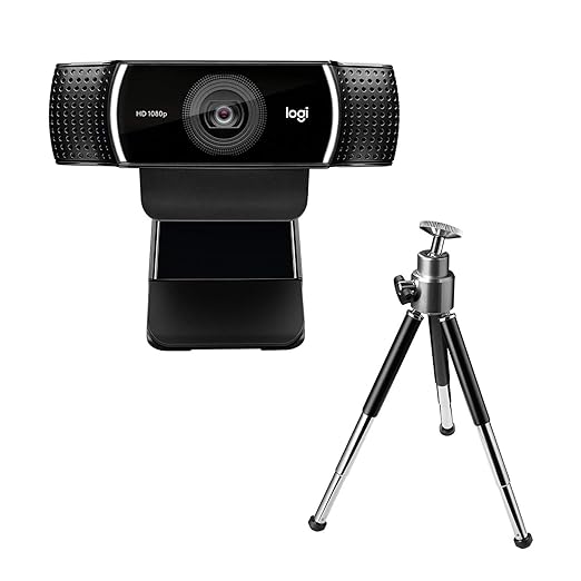 Logitech C922 Pro Stream Webcam, HD 1080p/30fps or HD 720p/60fps, Digital, Hyperfast Streaming, Stereo Audio, HD Light Correction, Autofocus, for YouTube, Twitch, XSplit - Black (960-001090)