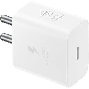 Samsung Original 25W USB Type-C Travel Adaptor Without Cable for Google Pixel, Xiaomi, Motorola, iPhone, Samsung Galaxy Tab S/A Series, Galaxy S10/M54/M55/A80/A90/S25/S24, White
