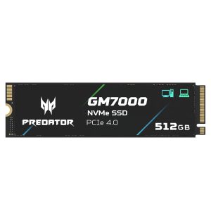 Acer Predator GM7000 512GB NVMe Gaming SSD - M.2 2280 PCIe Gen4 (16 Gb/s) x 4, 3D TLC NAND PC Internal Solid State Hard Drive with DDR4 DRAM Cache Up to 7400 MB/s - BL.9BWWR.104