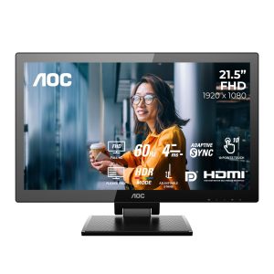AOC 22P2T 21.5" FHD VA Touch Monitor, 10-Point Capacitive Touchscreen, 75Hz