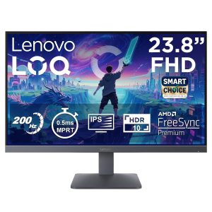 Lenovo LOQ 24-10 (Smartchoice) | 23.8" (60.45cm) FHD (1920x1080) IPS 200Hz Gaming Monitor | 0.5ms, HDR10 Compliance, AMD FreeSync, 99% sRGB, 2xHDMI 2.1 TMDS, 1xDP 1.4| Tilt | Lunar Grey | 68F1GACBIN