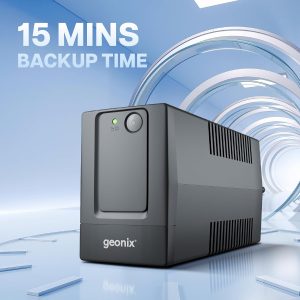 Geonix UPS 600VA/360W Line Interactive UPS with Voltage Regulator, Auto Restart & Cold Start, Power Backup for Home Office & Desktop PC, BIS Approved, 2 Years Warranty, Black
